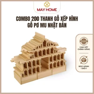 Combo 200 thanh gỗ xếp hình, gỗ Pơ mu Nhật Bản. Thương hiệu đồ chơi StarO Hinoki cho bé chơi phát triển tư duy, an toàn