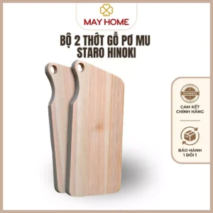 Bộ 2 thớt gỗ cho máy rửa bát gỗ Pơ mu Nhật Bản thương hiệu StarO Hinoki. Không cong vênh, không mối mọt, chịu nước
