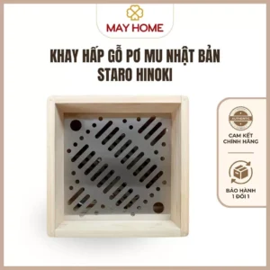Khay hấp gỗ Pơ mu Nhật Bản, thương hiệu StarO Hinoki. Mặt gỗ mịn không sơn, không keo đảm bảo an toàn chất lượng