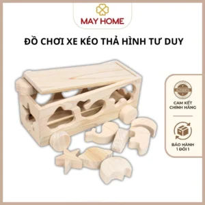 Đồ chơi xe kéo thả hình kết hợp ghép số bằng gỗ Pơ mu Nhật Bản của thương hiệu StarO Hinoki giúp bé phát triển tư duy