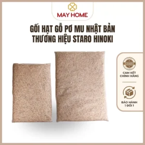 Gối hạt gỗ Pơ mu Nhật Bản thương hiệu StarO Hinoki. Vỏ gối vải Canvas, ruột gối được may bằng vải lưới mềm thoáng mát